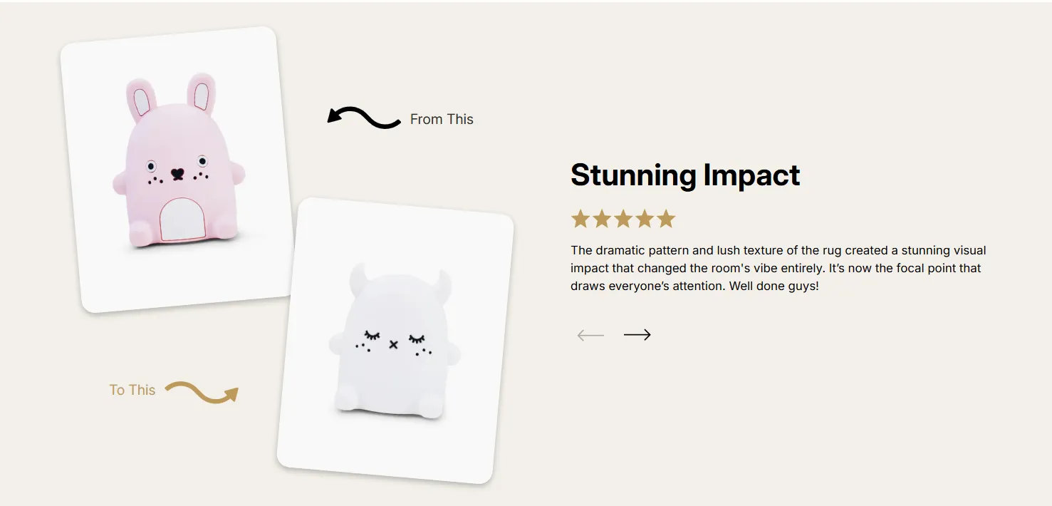 Preview of the After Before Slider Shopify section