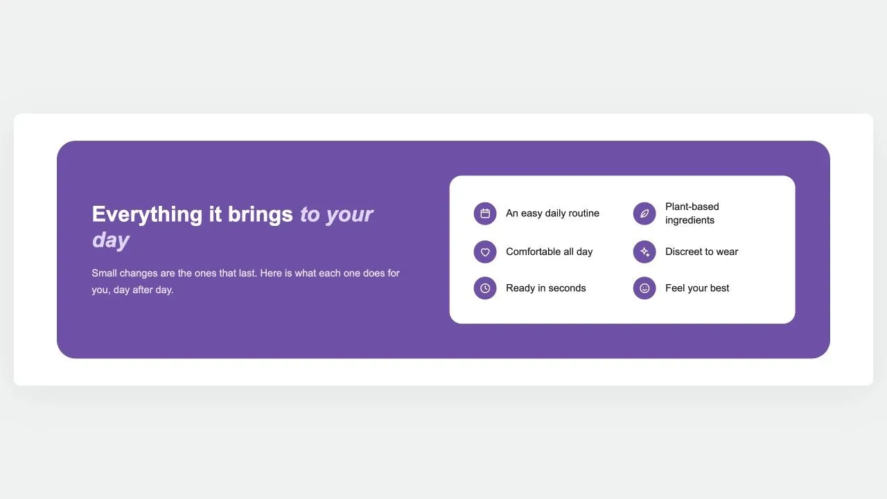 Preview of the Benefits Panel 1 Shopify section