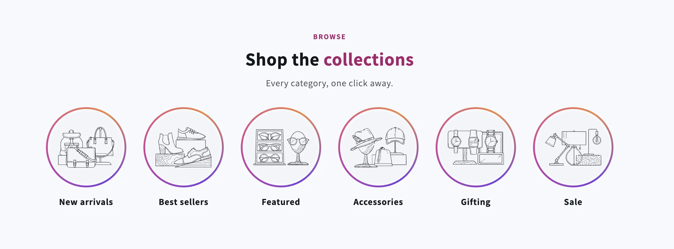 Preview of the Collection Circles Shopify section