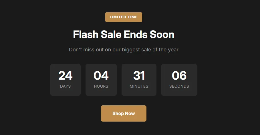 Preview of the Countdown Banner Shopify section