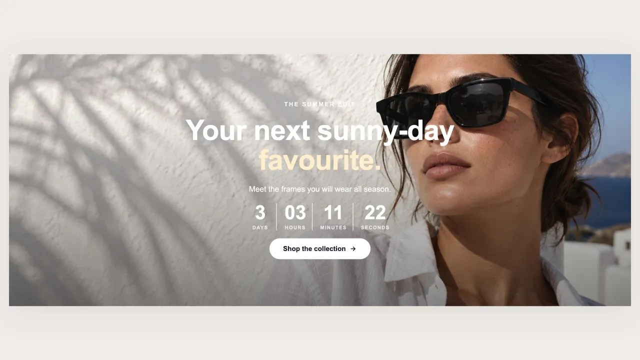 Preview of the Countdown Hero 2 Shopify section