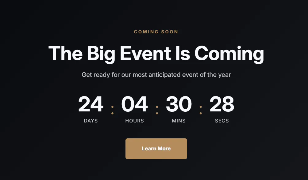Preview of the Countdown Hero Shopify section