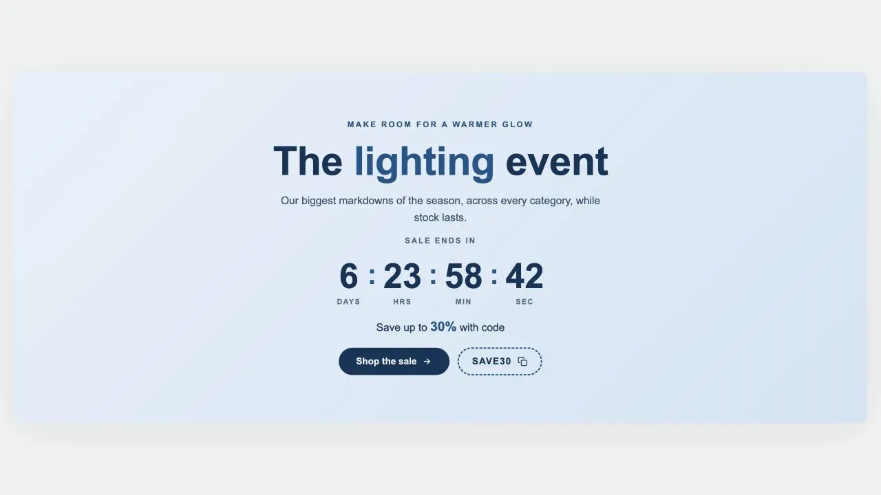 Preview of the Countdown Sale 1 Shopify section