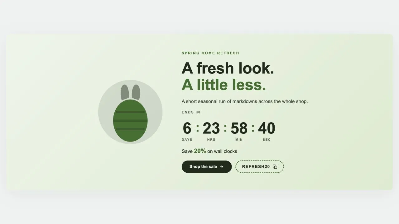 Preview of the Countdown Sale 5 Shopify section