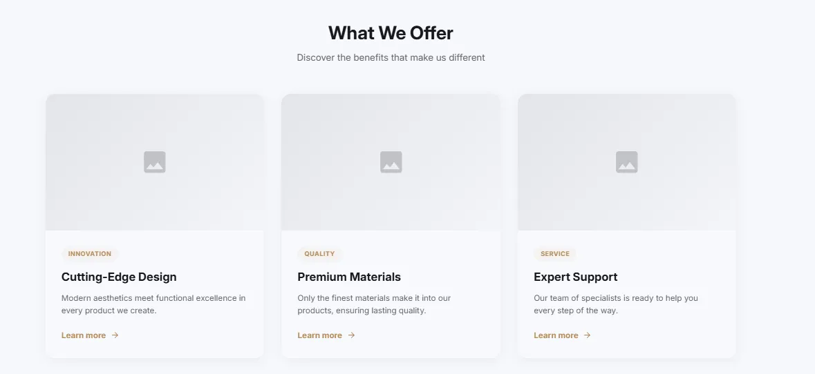 Preview of the Features Cards Shopify section