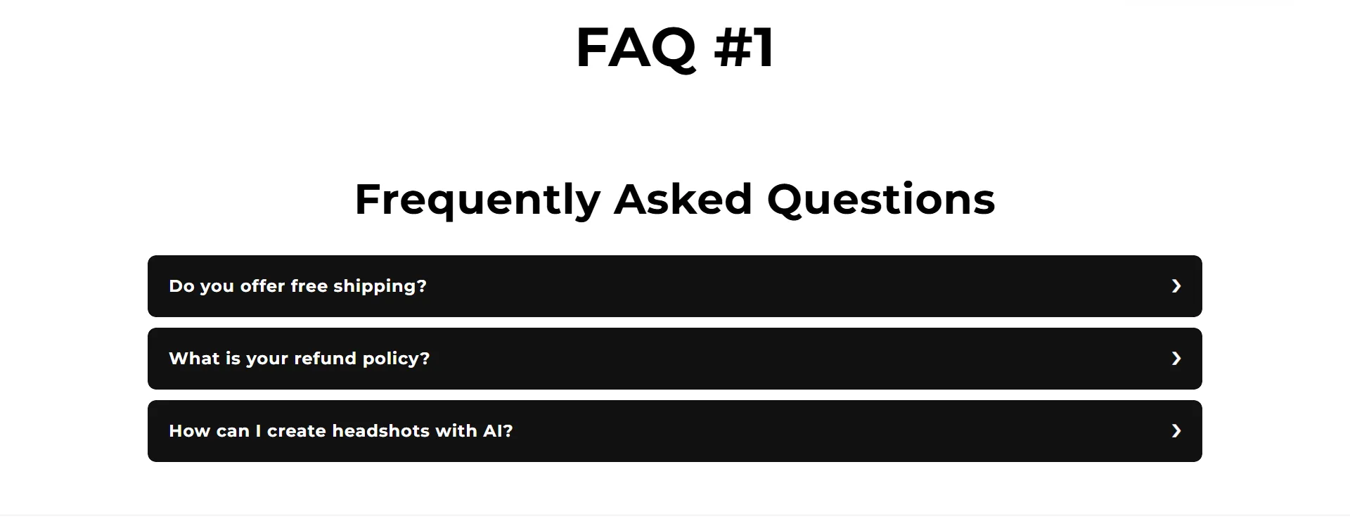 Preview of the Frequently Asked Questions Shopify section