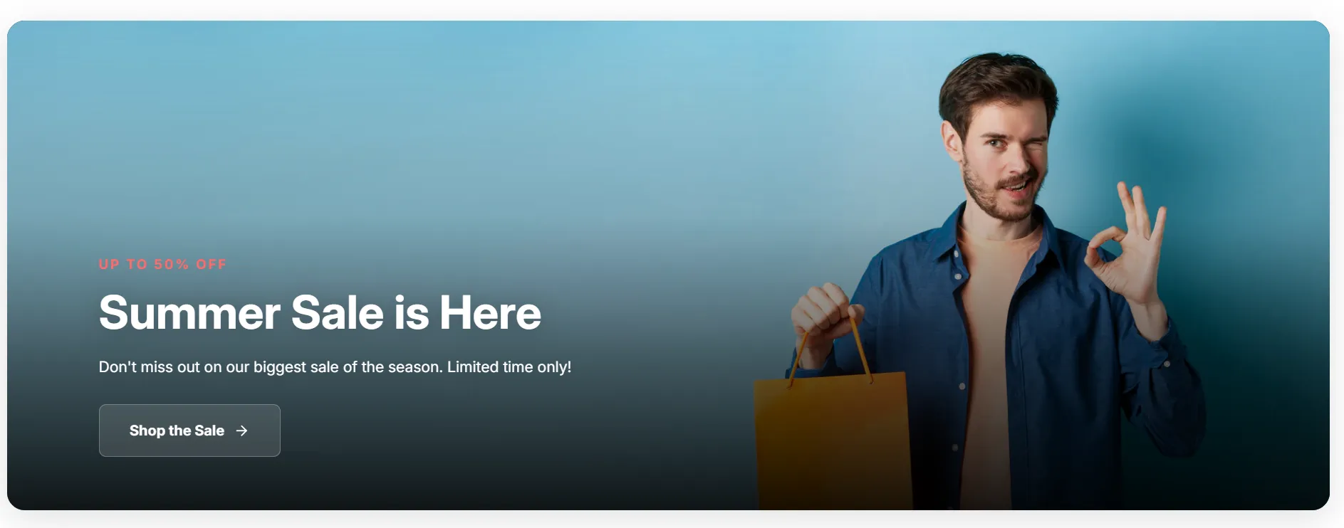 Preview of the Gradient Overlay Banner Shopify section