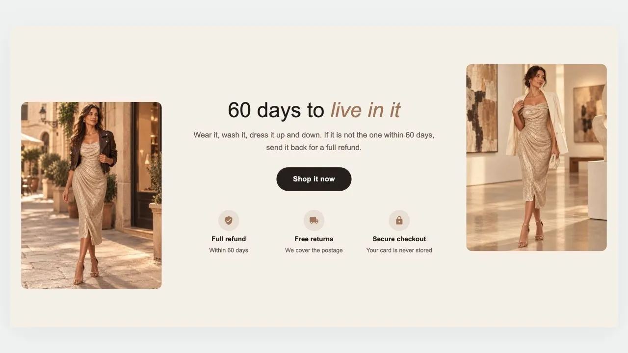 Preview of the Guarantee Band 1 Shopify section