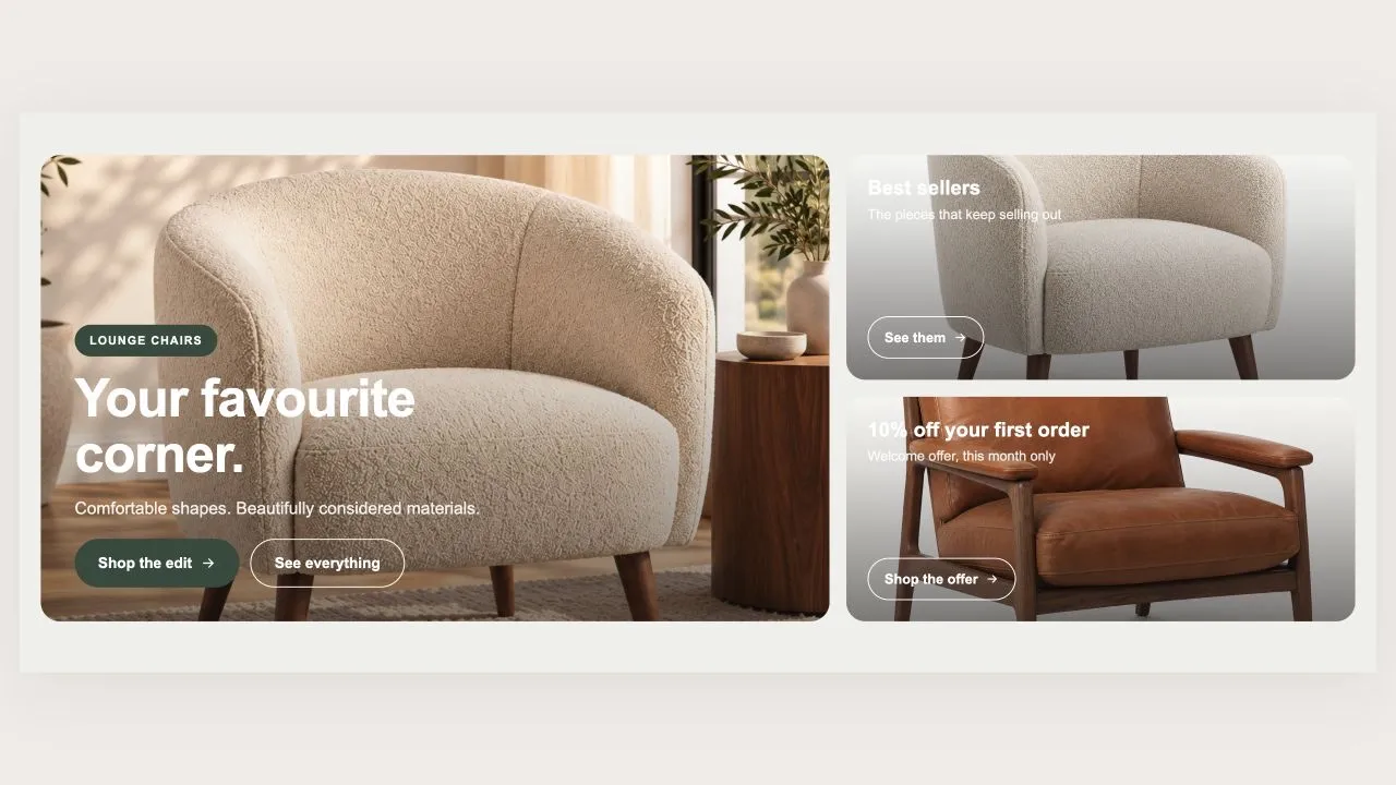 Preview of the Hero Grid 1 Shopify section