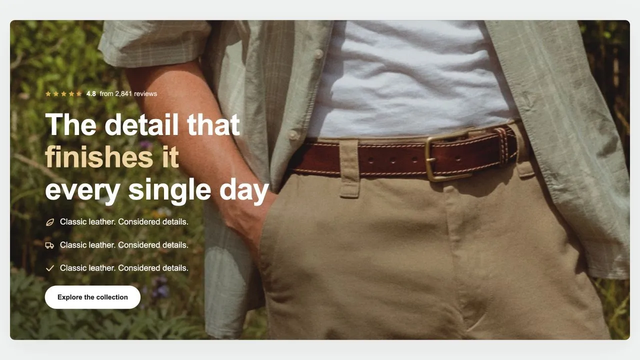 Preview of the Hero Image 2 Shopify section