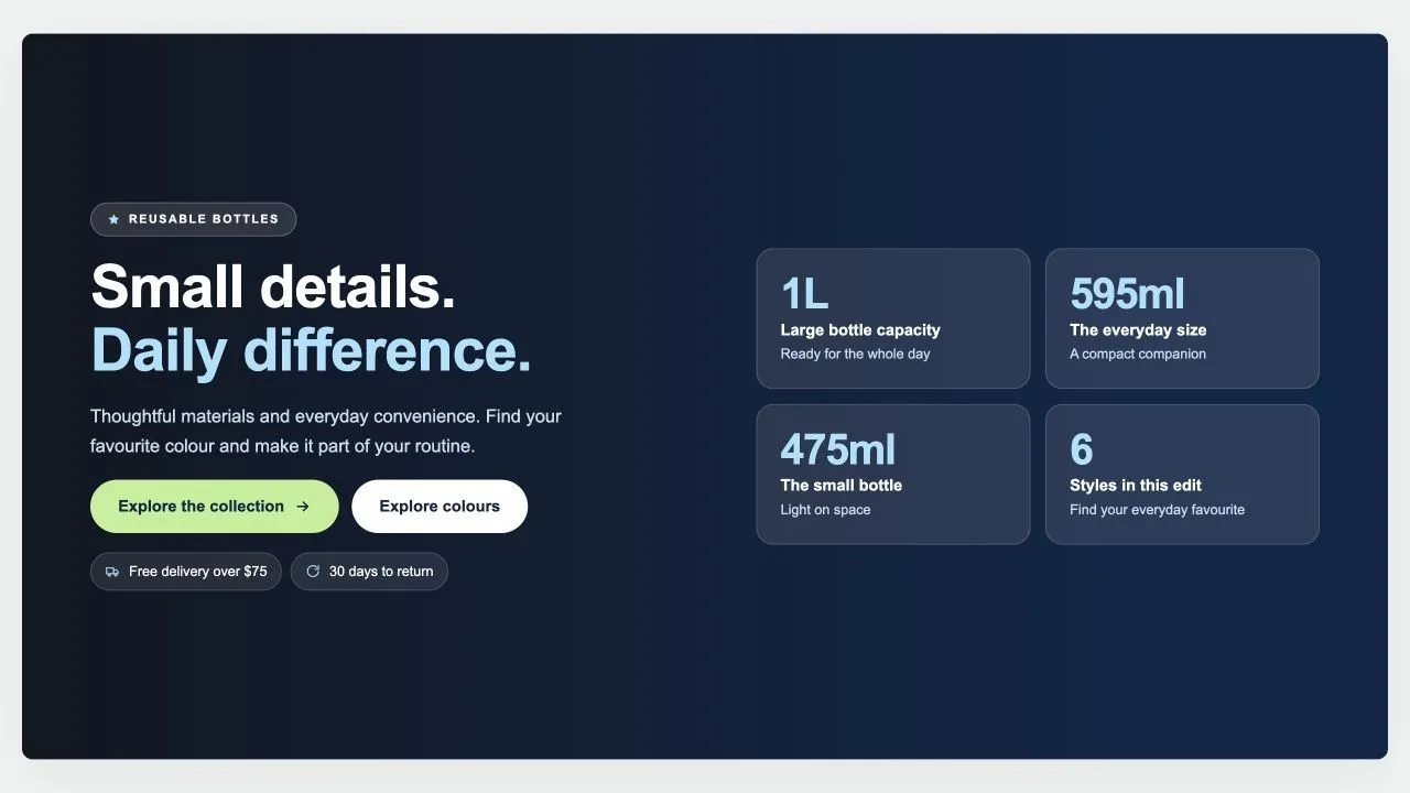 Preview of the Hero Stats 1 Shopify section