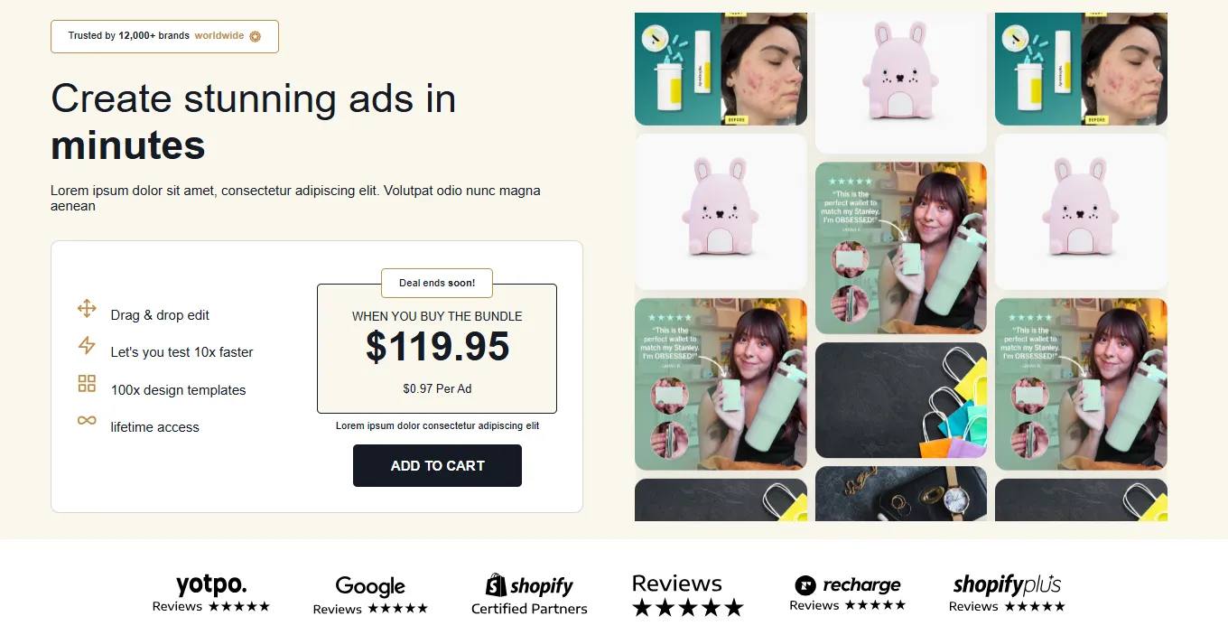 Preview of the Image Templates Banner Shopify section