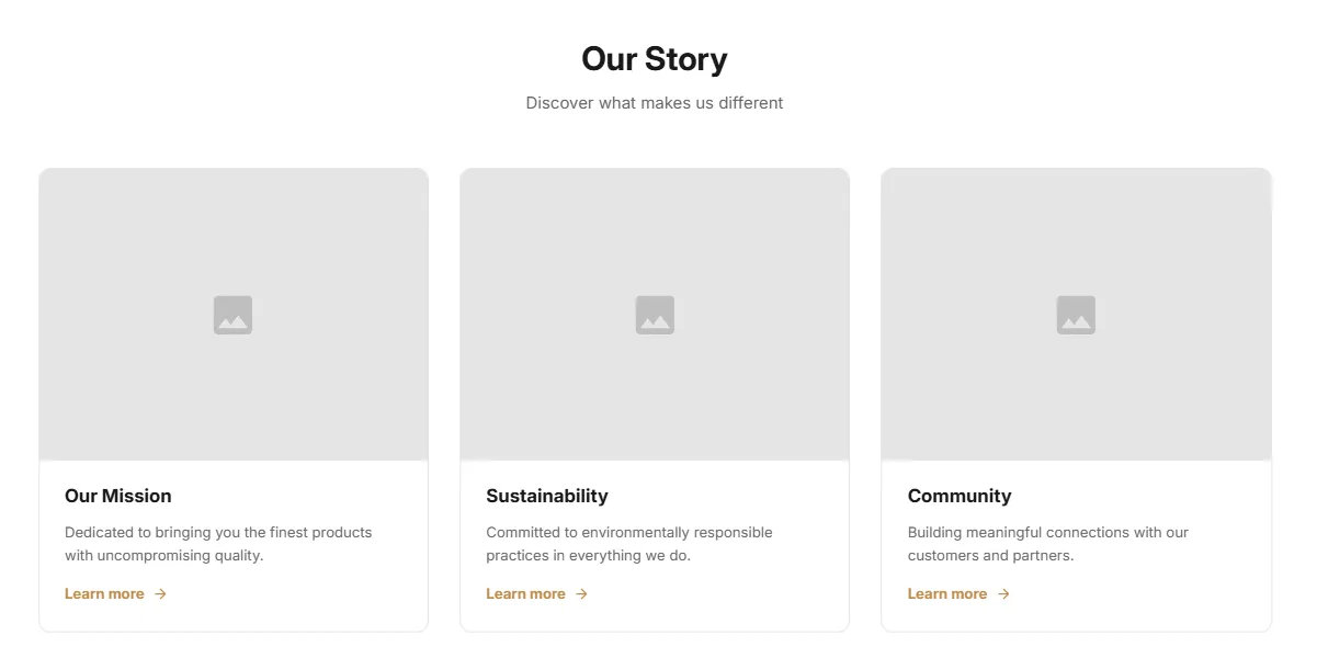 Preview of the Image Text Cards Shopify section