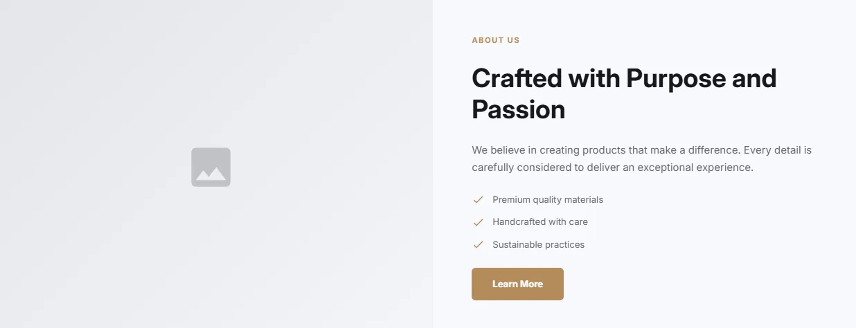 Preview of the Image Text Split Shopify section