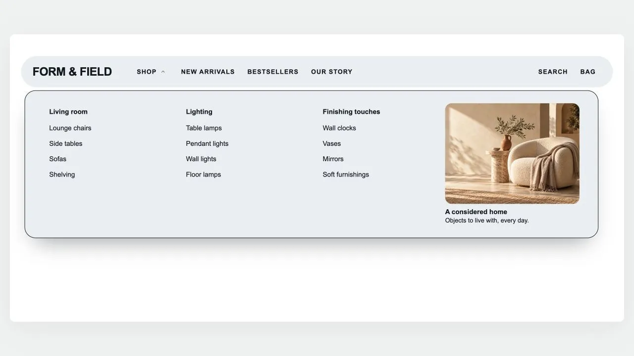 Preview of the Island Header Shopify section