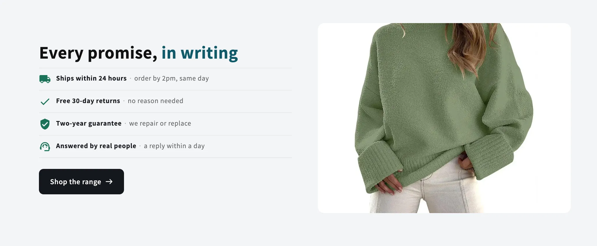 Preview of the Media Specs Shopify section