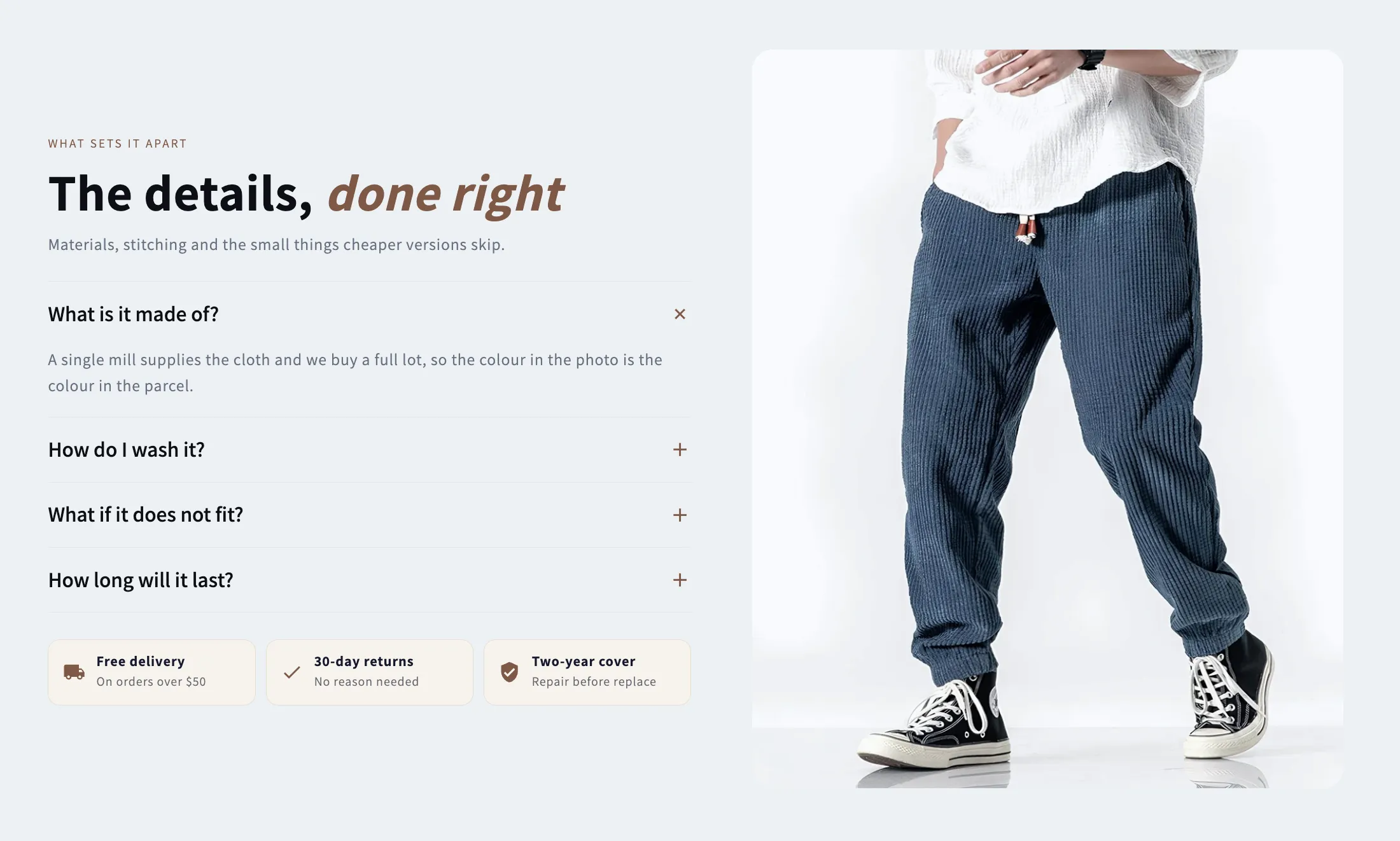 Preview of the Media Tabs Shopify section
