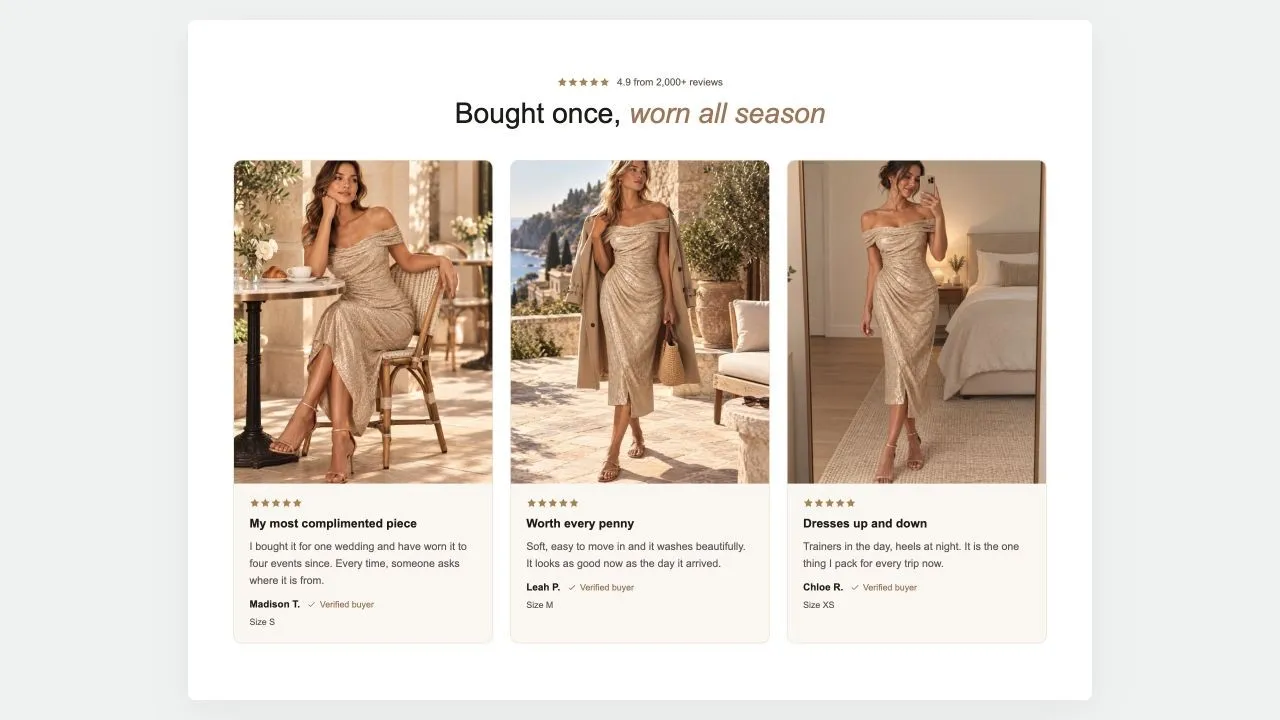 Preview of the Photo Reviews 1 Shopify section