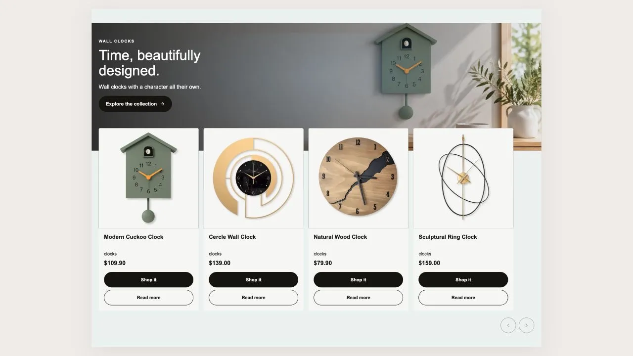 Preview of the Product Banner 1 Shopify section