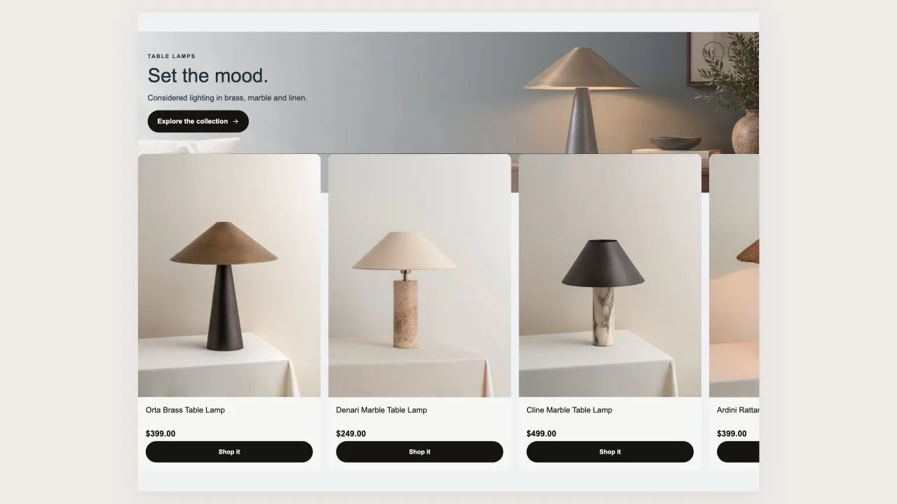 Preview of the Product Banner 2 Shopify section