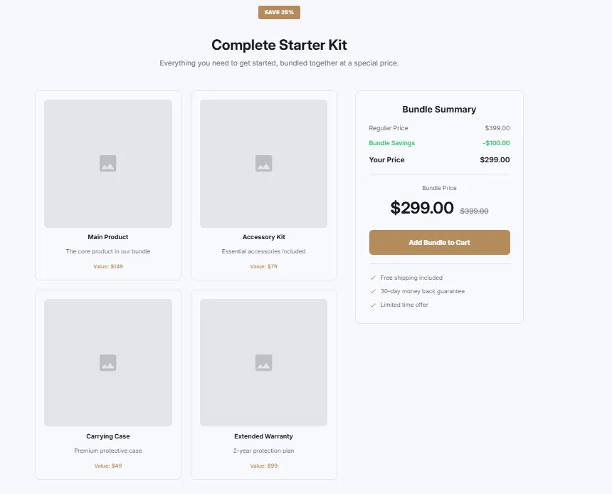 Preview of the Product Bundle Shopify section
