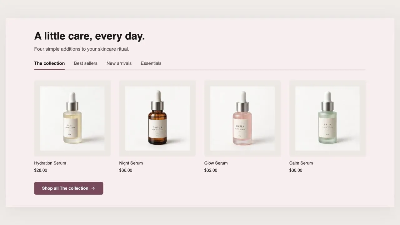 Preview of the Product Grid 3 Shopify section