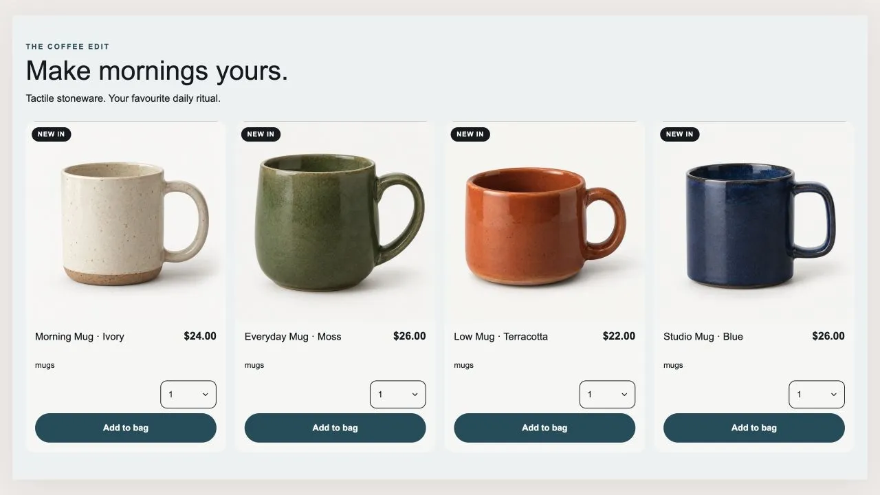 Preview of the Product Grid 6 Shopify section