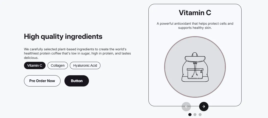 Preview of the Product Ingredients Shopify section
