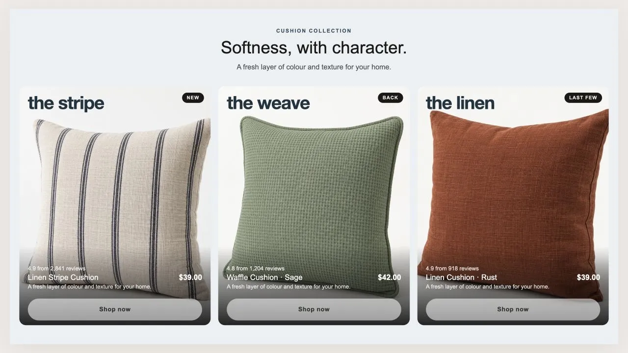 Preview of the Product Tiles 1 Shopify section
