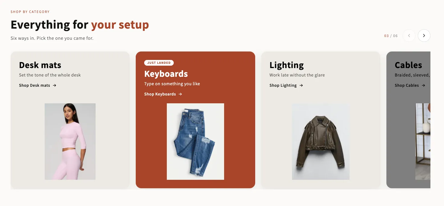 Preview of the Shop Collections 3 Shopify section