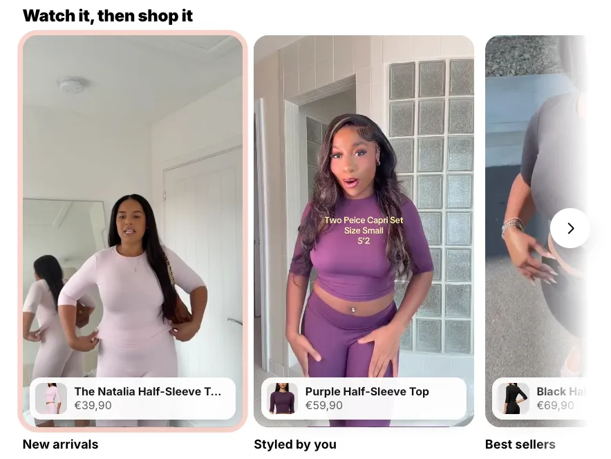 Preview of the Shoppable Stories Shopify section