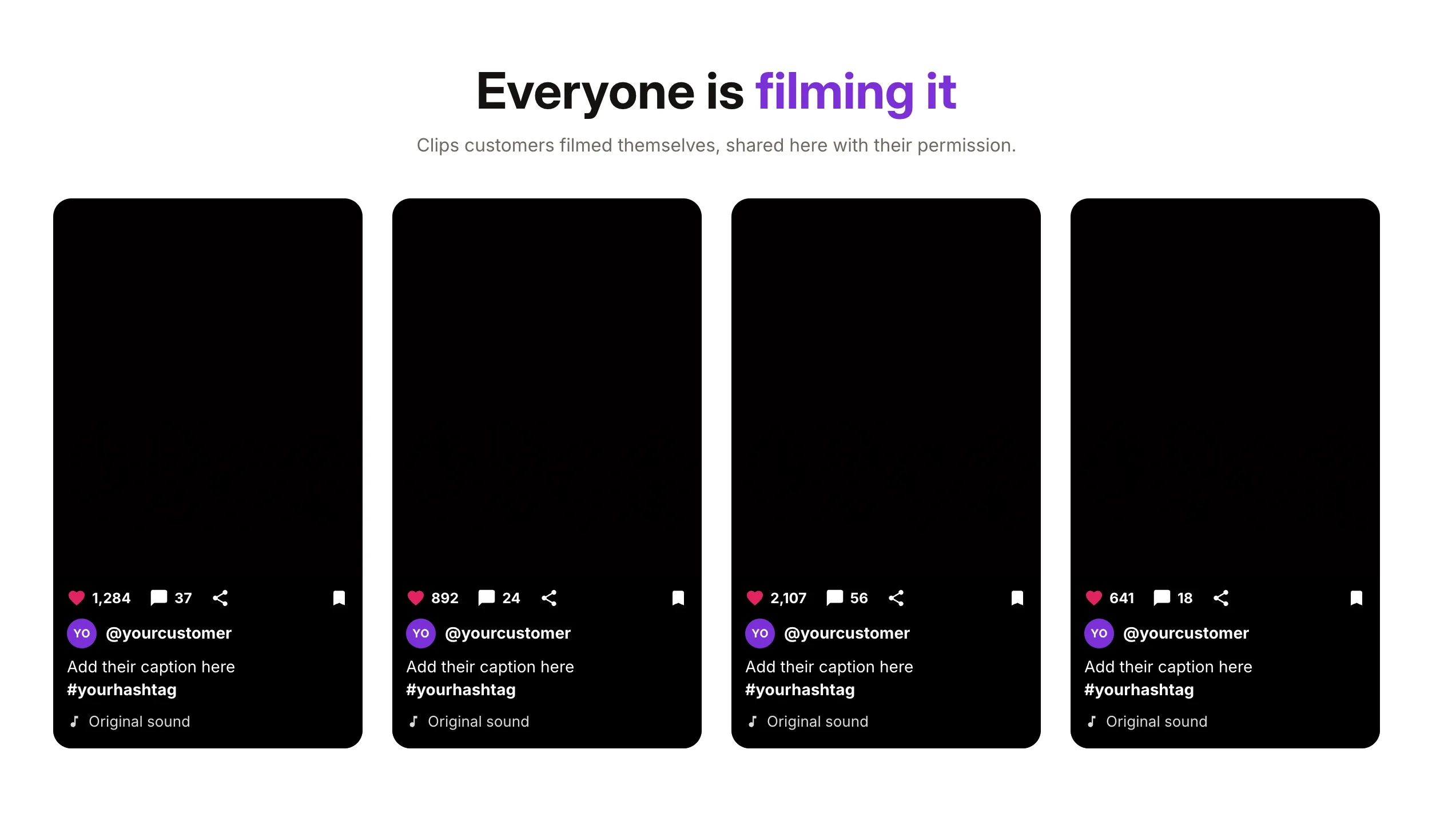 Preview of the Social Reels Shopify section