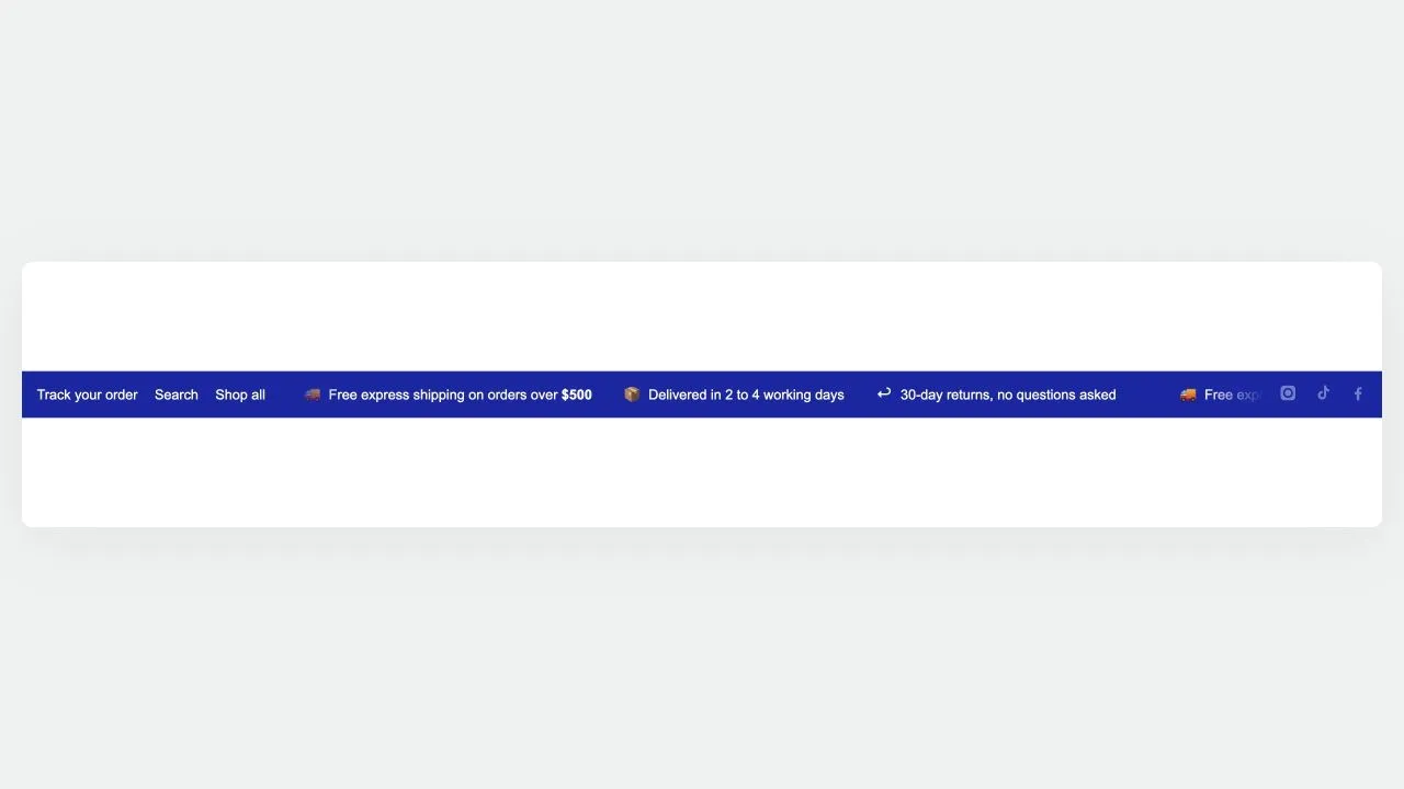 Preview of the Utility Bar 1 Shopify section