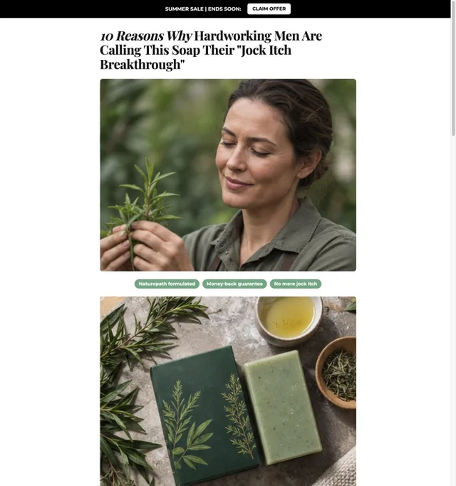 10 Reasons · Antifungal Soap page template preview