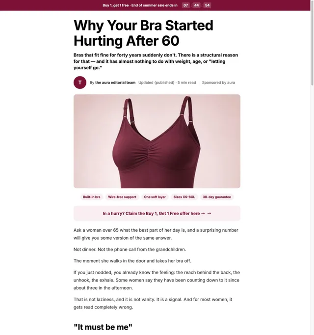 Structural Story · Built-in Bra (60+) page template preview