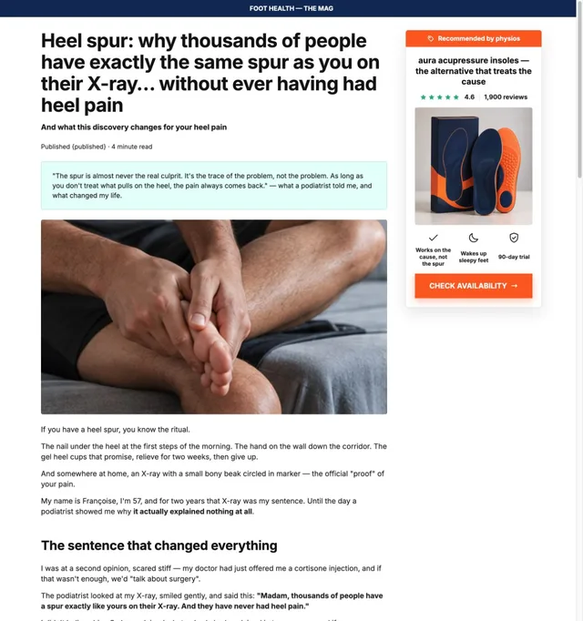Foot Pain Story · Acupressure Insoles page template preview