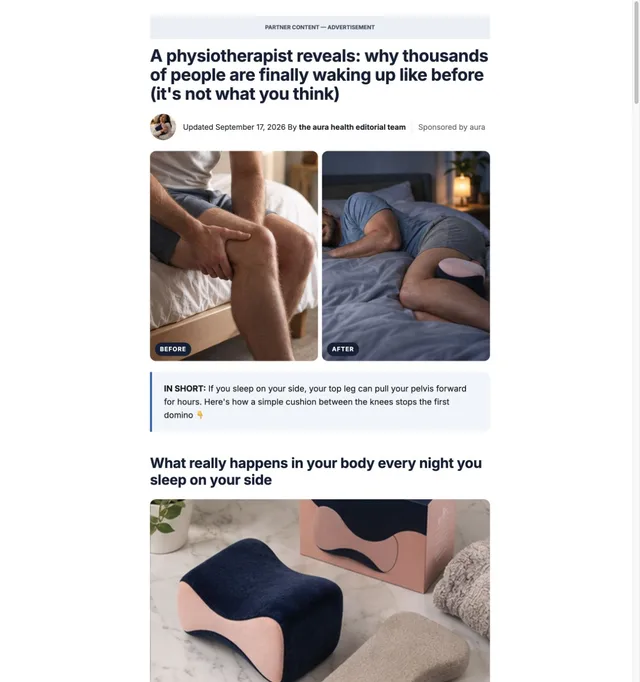 Physio Story · Knee Pillow page template preview