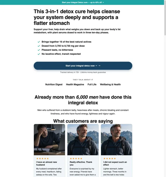 Landing Page · Men's Detox Cure page template preview