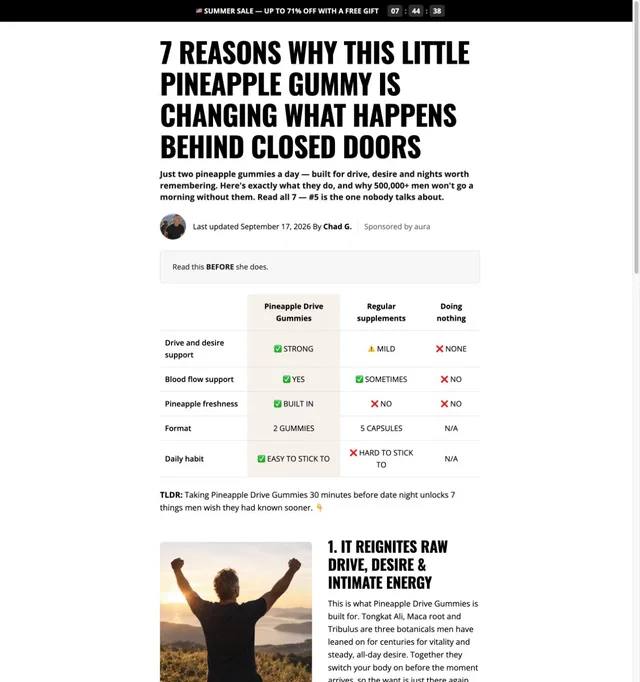 7 Reasons · Men's Vitality Gummies page template preview