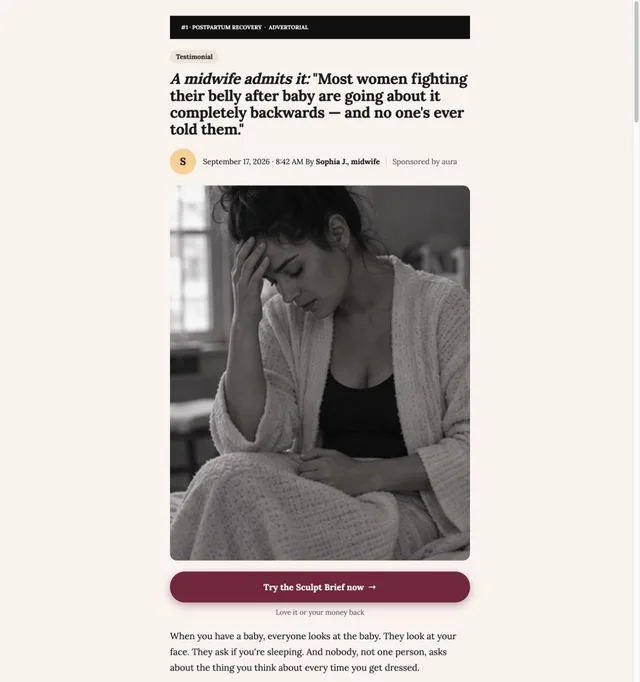 Midwife's Confession · Postpartum page template preview