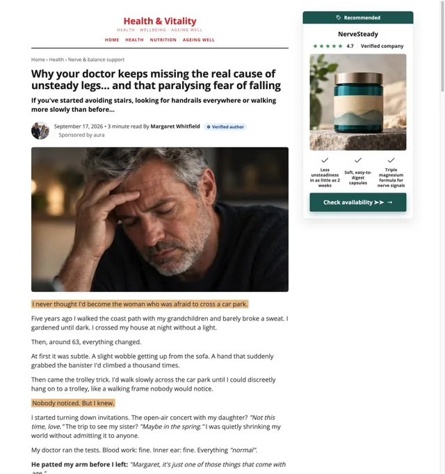 Magazine Advertorial · Balance Supplement page template preview