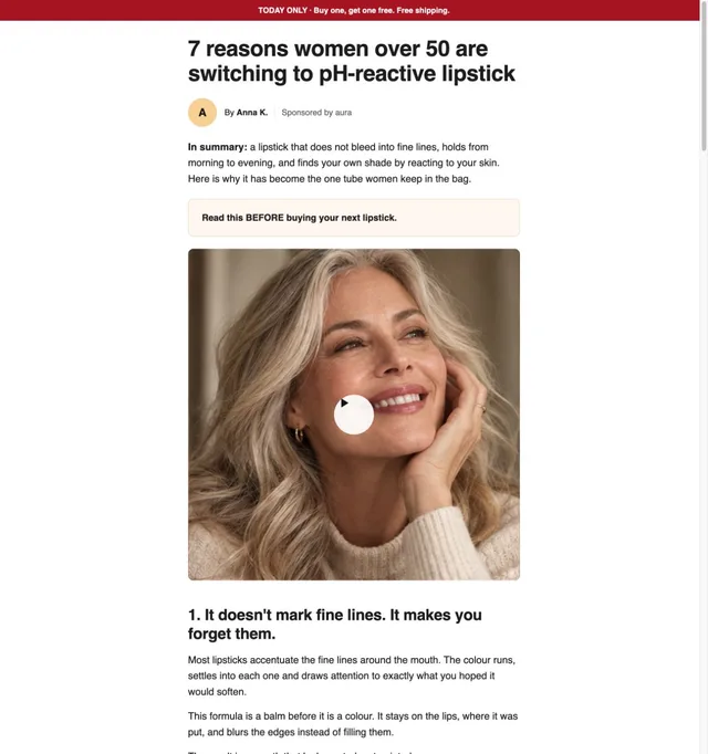 7 Reasons · pH Lipstick (50+) page template preview