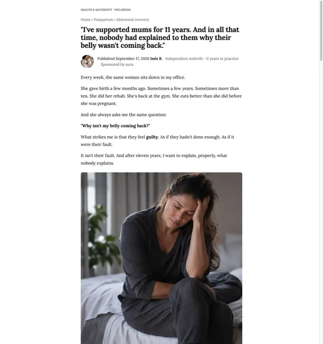 Practitioner Story · Postpartum Compression page template preview