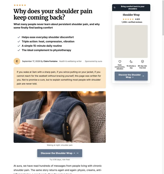 Health Advertorial · Shoulder Wrap page template preview