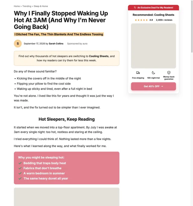 Advertorial page template preview