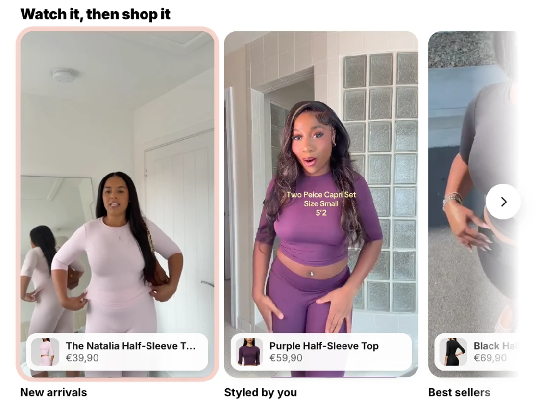Shoppable Stories · actual section preview