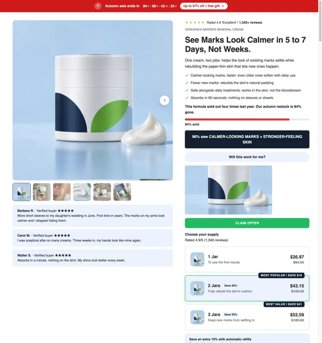 Clinical Skincare · Long-form page template preview
