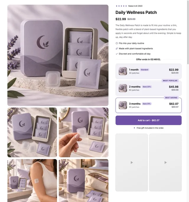 Wellness Shopify page template